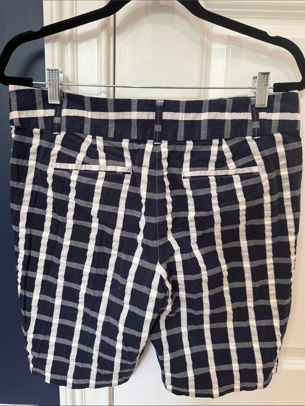 LOFT Navy and White Plaid Shorts - Marisa